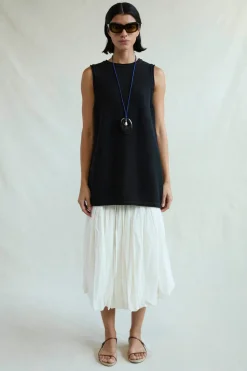 Exaggerated Knit Tank Black