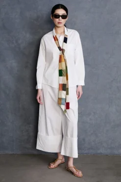 Exaggerated Silk Tie Scarf Patchwork