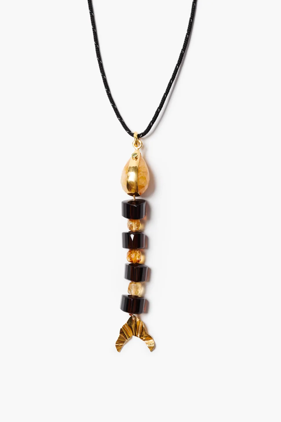 Fishbone Paracord Necklace Smoky Quartz