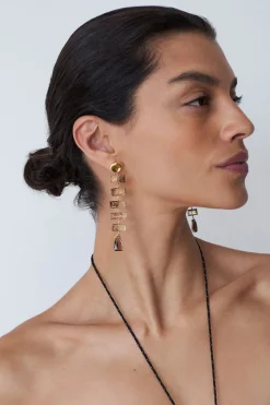 Fishbone Tiered Earrings Quartz