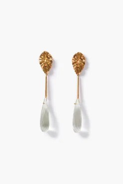 Fluted Drop Earrings Green Amethyst