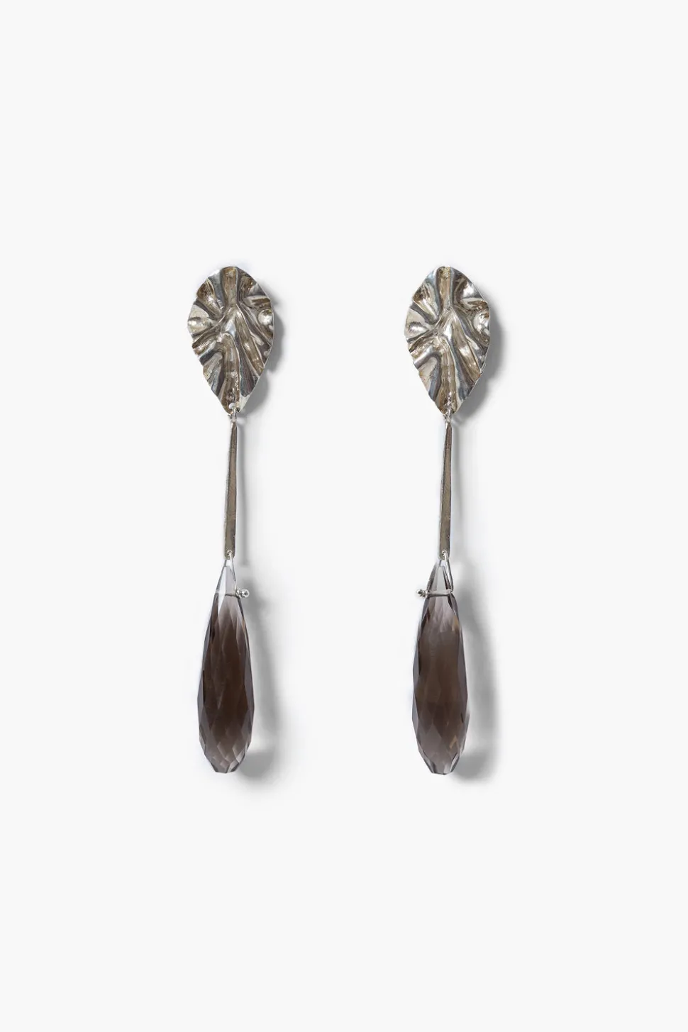 Fluted Drop Earrings Smoky Quartz