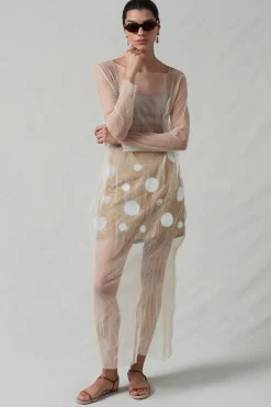 Ghost Crinkle Mesh Overlay Ivory