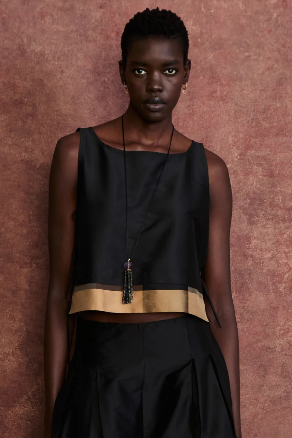 Gigi Silk Tank Top Black