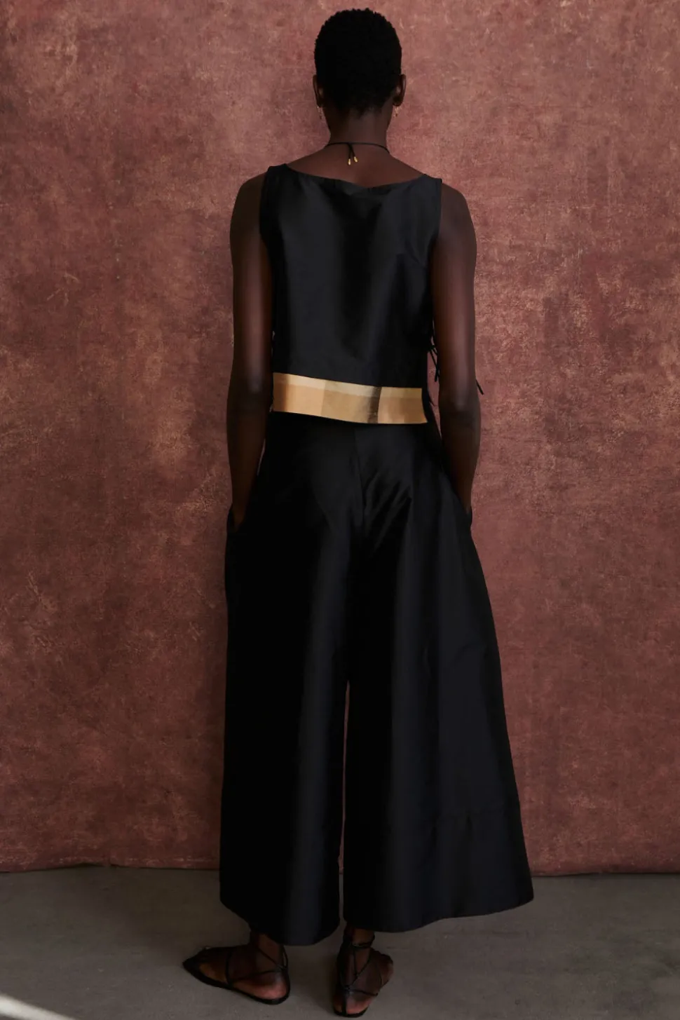 Gigi Silk Tank Top Black