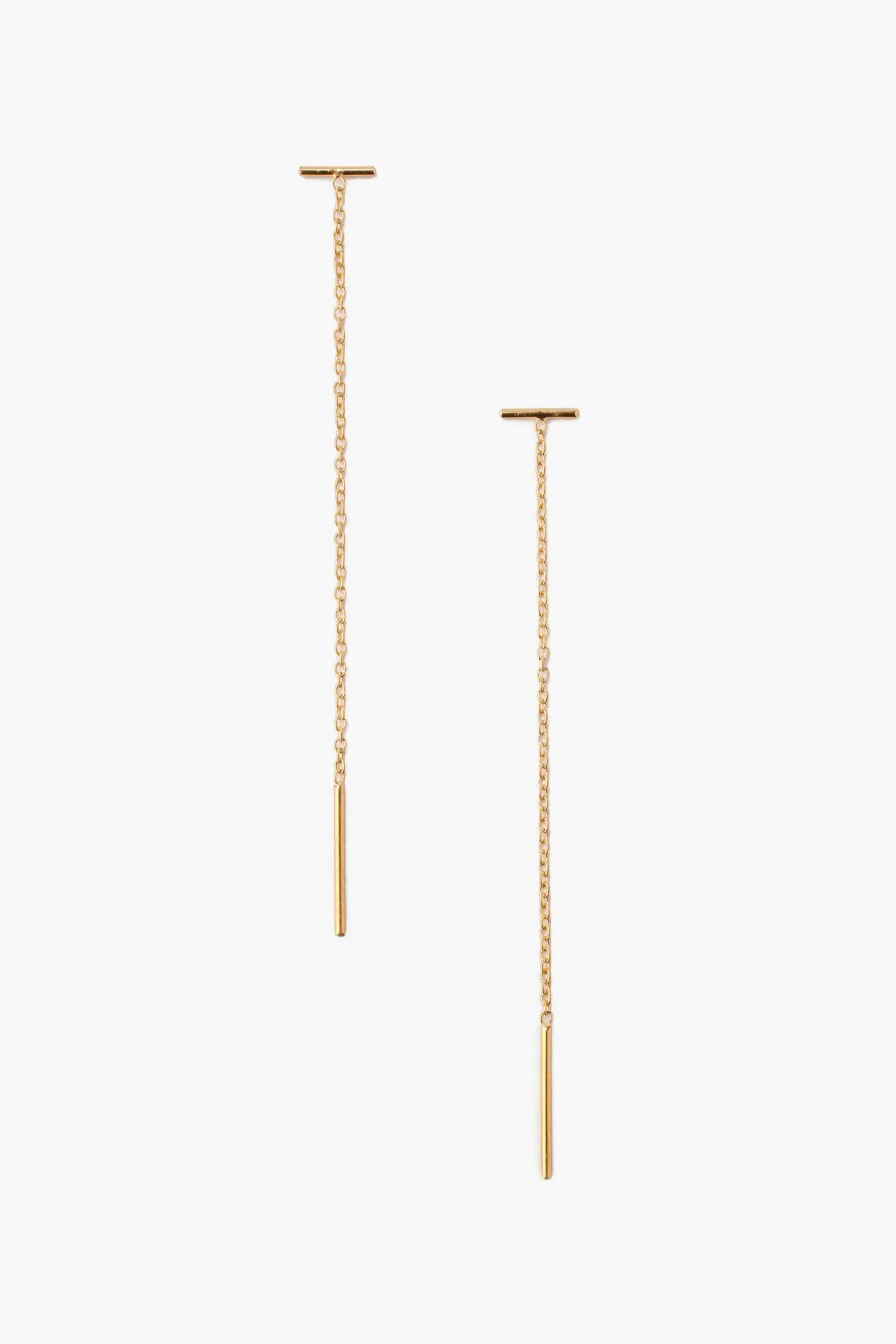Gold Bar Chain Thread Earrings