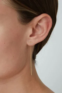 Gold Bar Chain Thread Earrings
