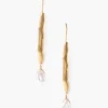 Gold Wave Pearl Drop Earrings White