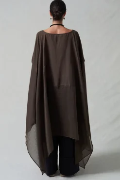 High Low Cotton Silk Caftan Earth