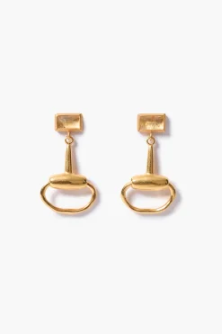 Horsebit Drop Earrings Citrine