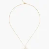 14k White Baroque Pearl Cross and Champagne Diamond Necklace