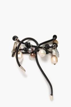 Lea Leather Three Wrap Bracelet Black