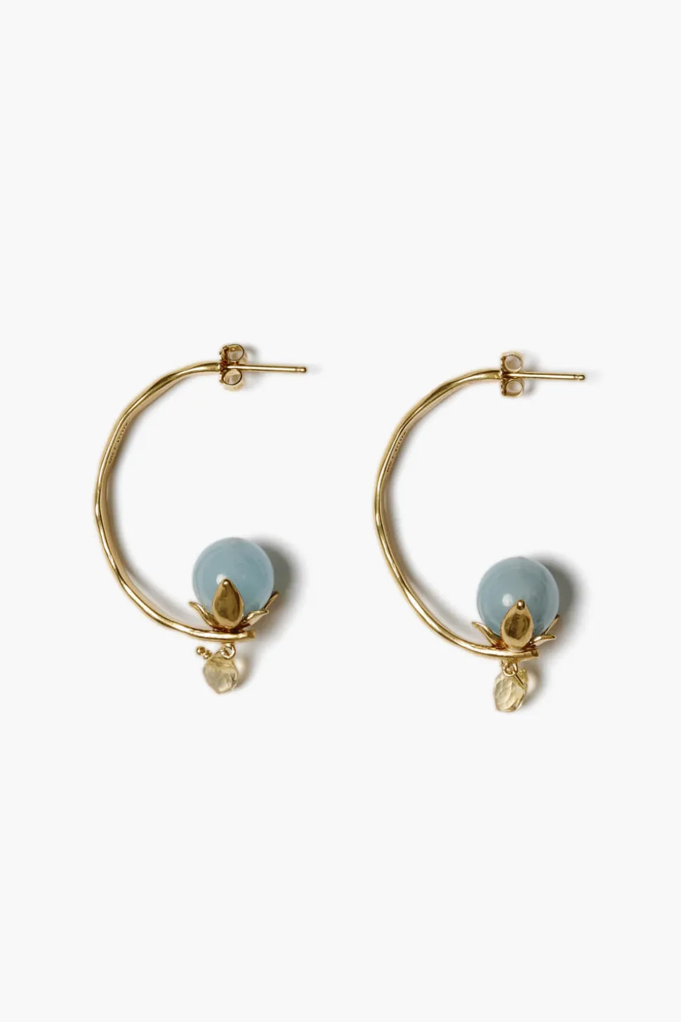 Lotus Hoop Earrings Aquamarine