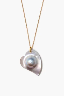 Mabe Heart Necklace Grey Pearl