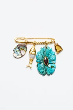 Magnolia Brooch Turquoise