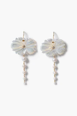 Magnolia Drop Earrings White
