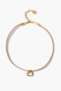 Marfa Braided Leather Necklace Green Amethyst