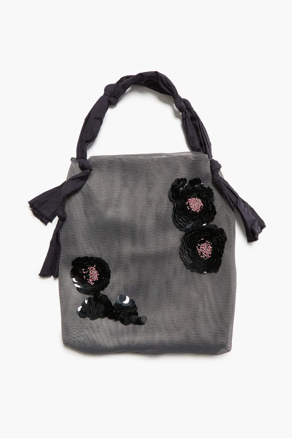 Mesh Net Sequin Tote Steel