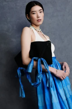 Mesh Net Tote Blue Check