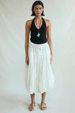 Million Pleats Bubble Skirt Natural