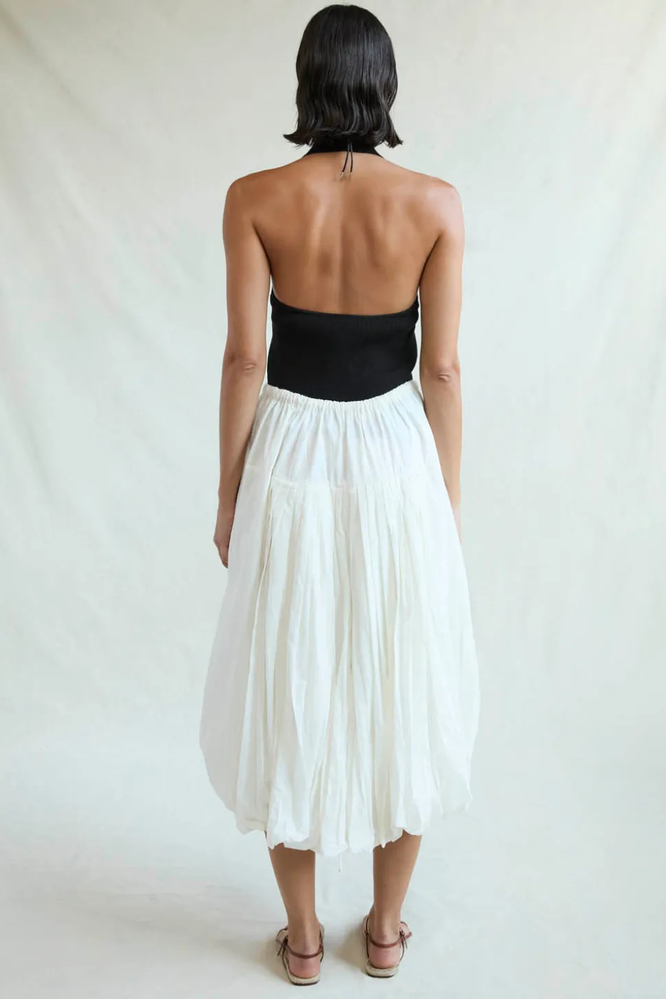 Million Pleats Bubble Skirt Natural