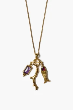 Mini Koi Charm Necklace Gold Mix