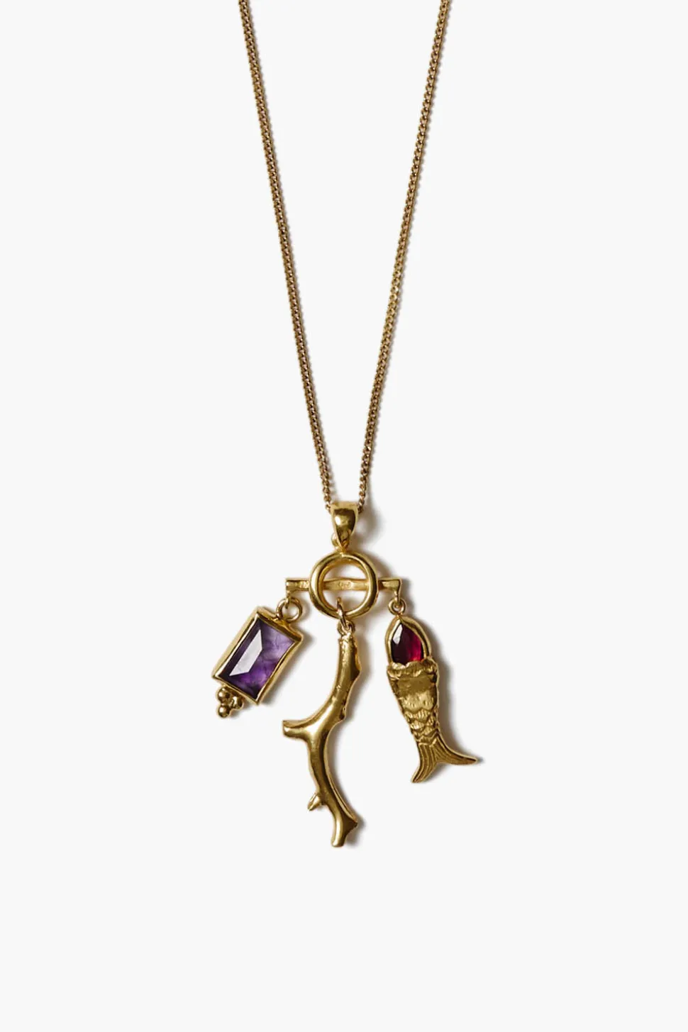 Mini Koi Charm Necklace Gold Mix