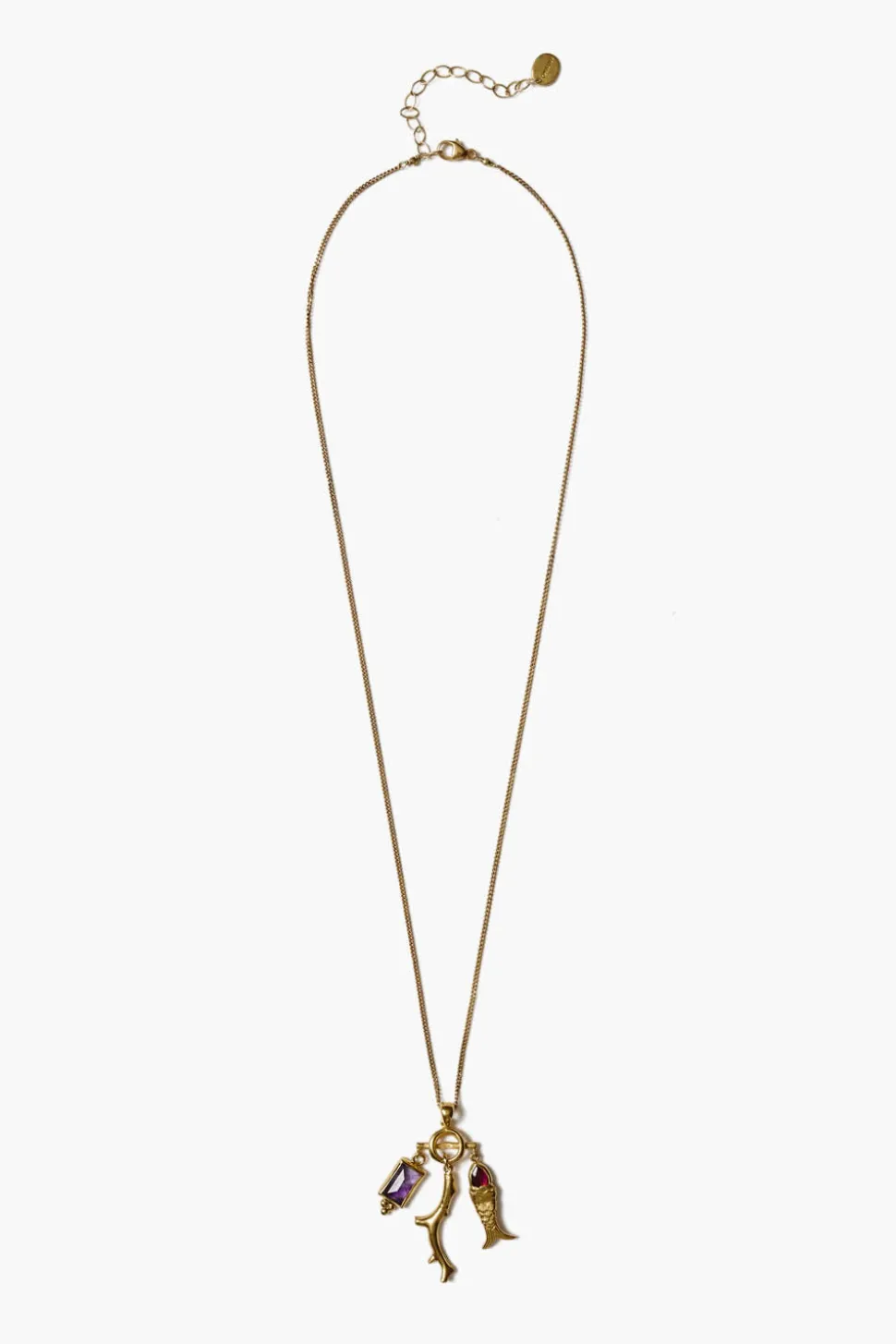 Mini Koi Charm Necklace Gold Mix