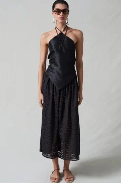 Napkin Dupioni Halter Top Black