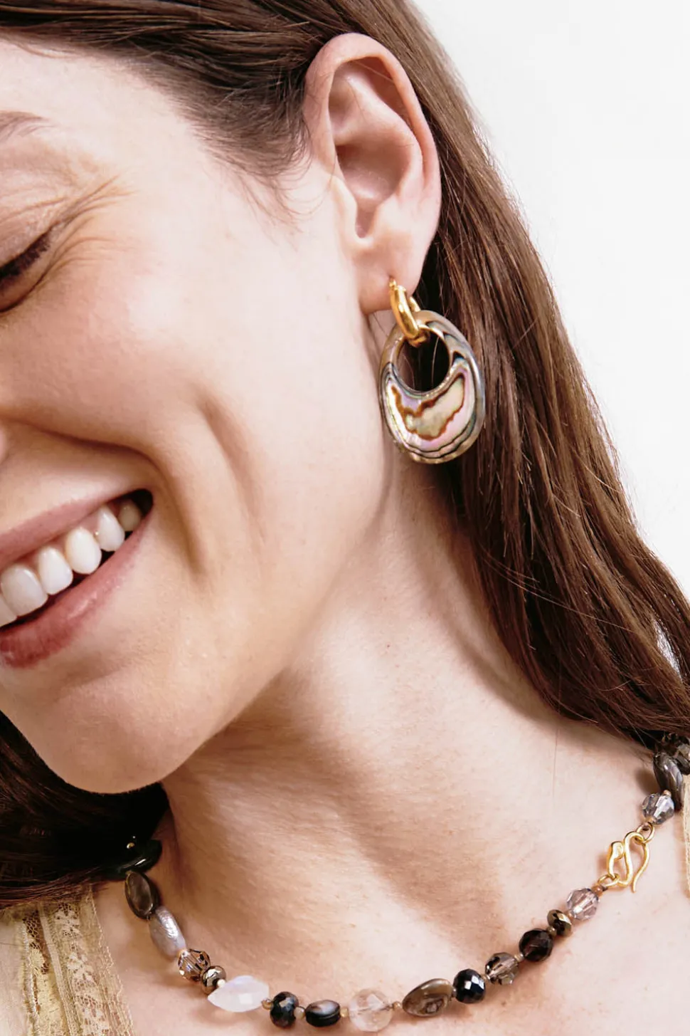 Nora Hoop Earrings Abalone
