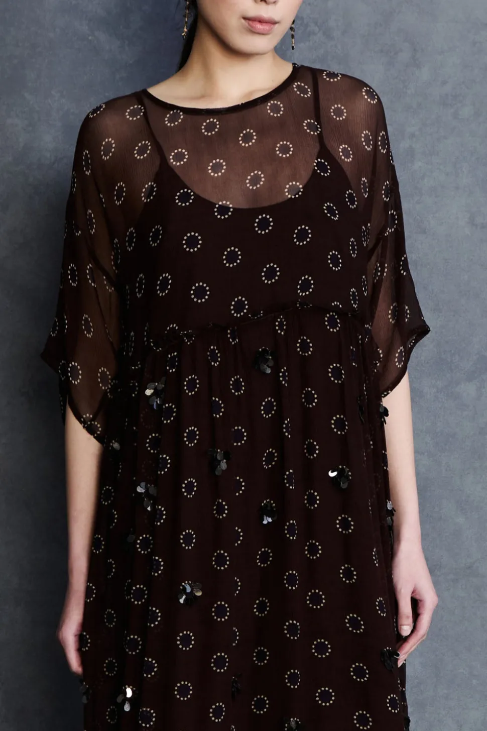 Olivia Silk Chiffon Dress Chocolate