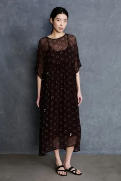 Olivia Silk Chiffon Dress Chocolate