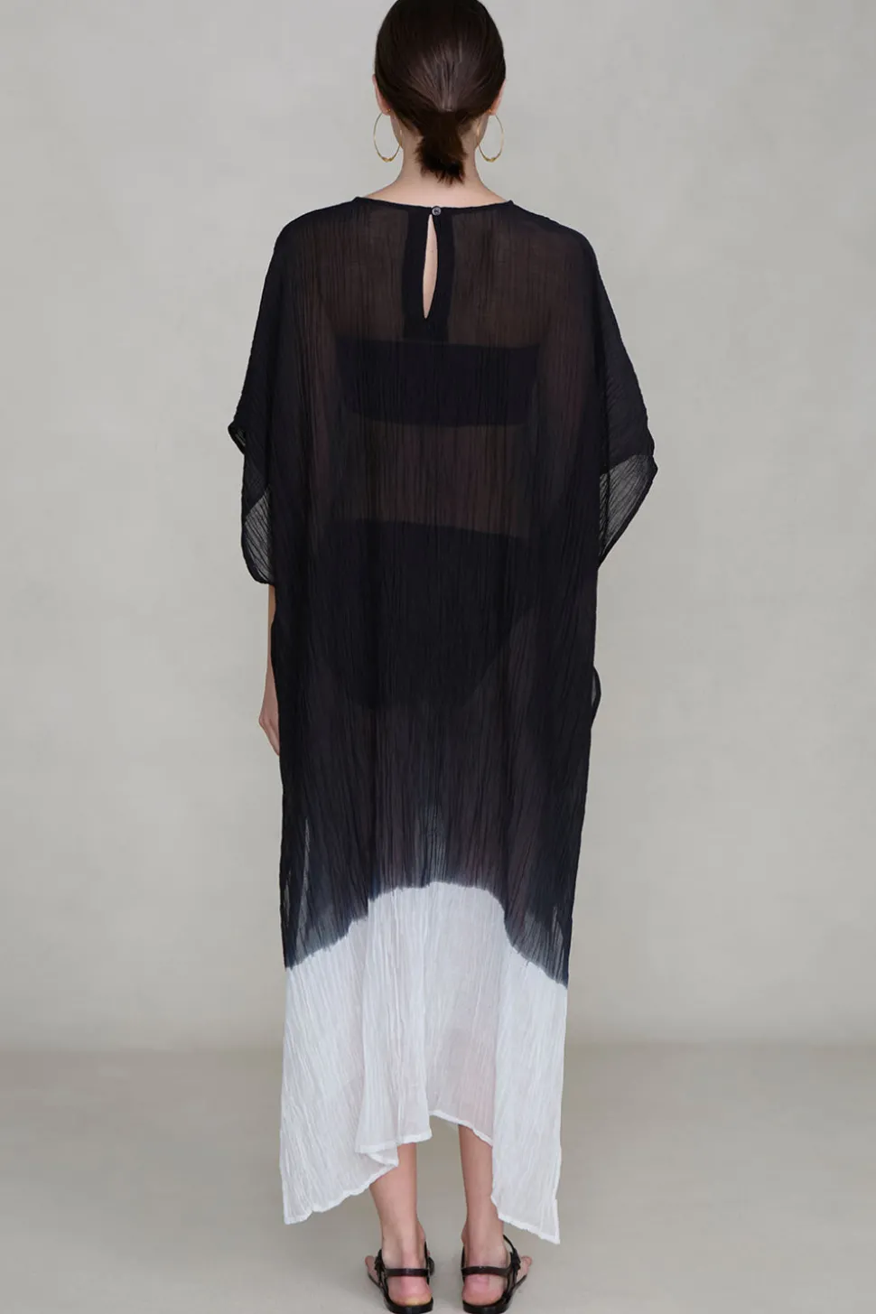 Ombre Crinkle Caftan Black