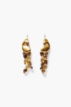 Peacock Chandelier Earrings Whiskey Quartz