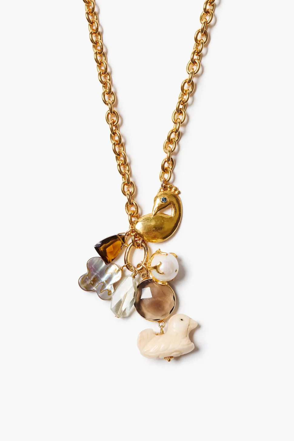 Peacock Charm Necklace Multi