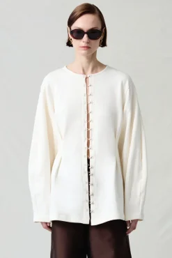 Pinch Waist Cardigan Ivory