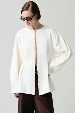 Pinch Waist Cardigan Ivory