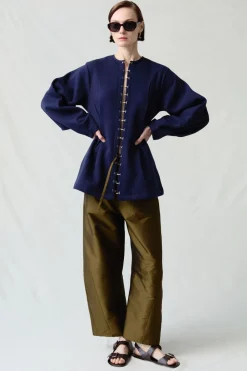 Pinch Waist Cardigan Navy