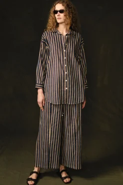 Pinstripe Printed Set Blue