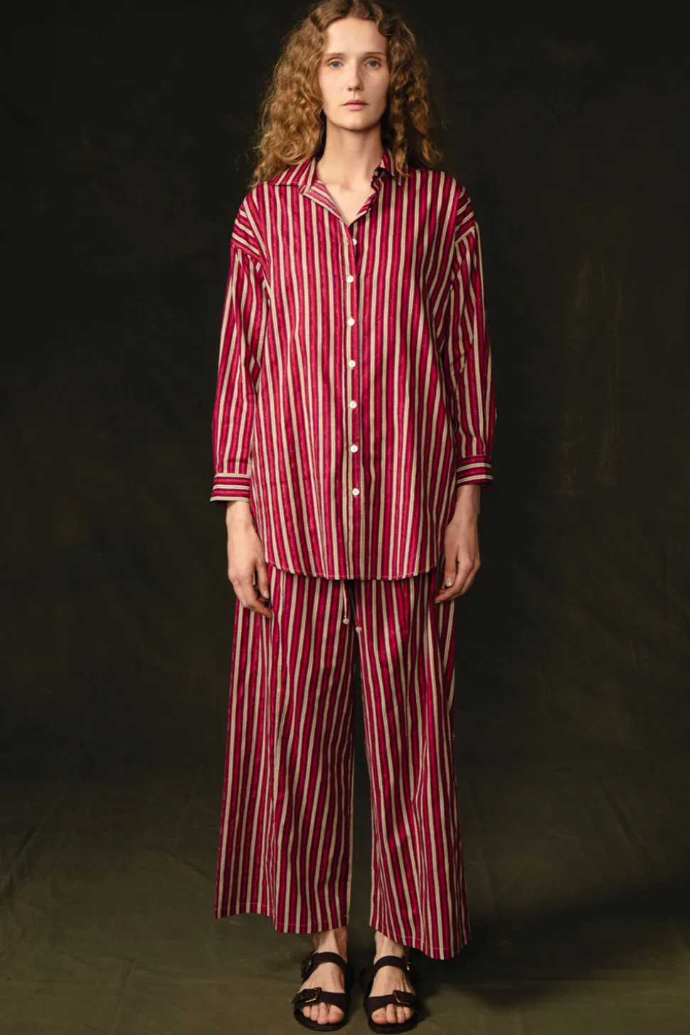 Pinstripe Printed Set Red