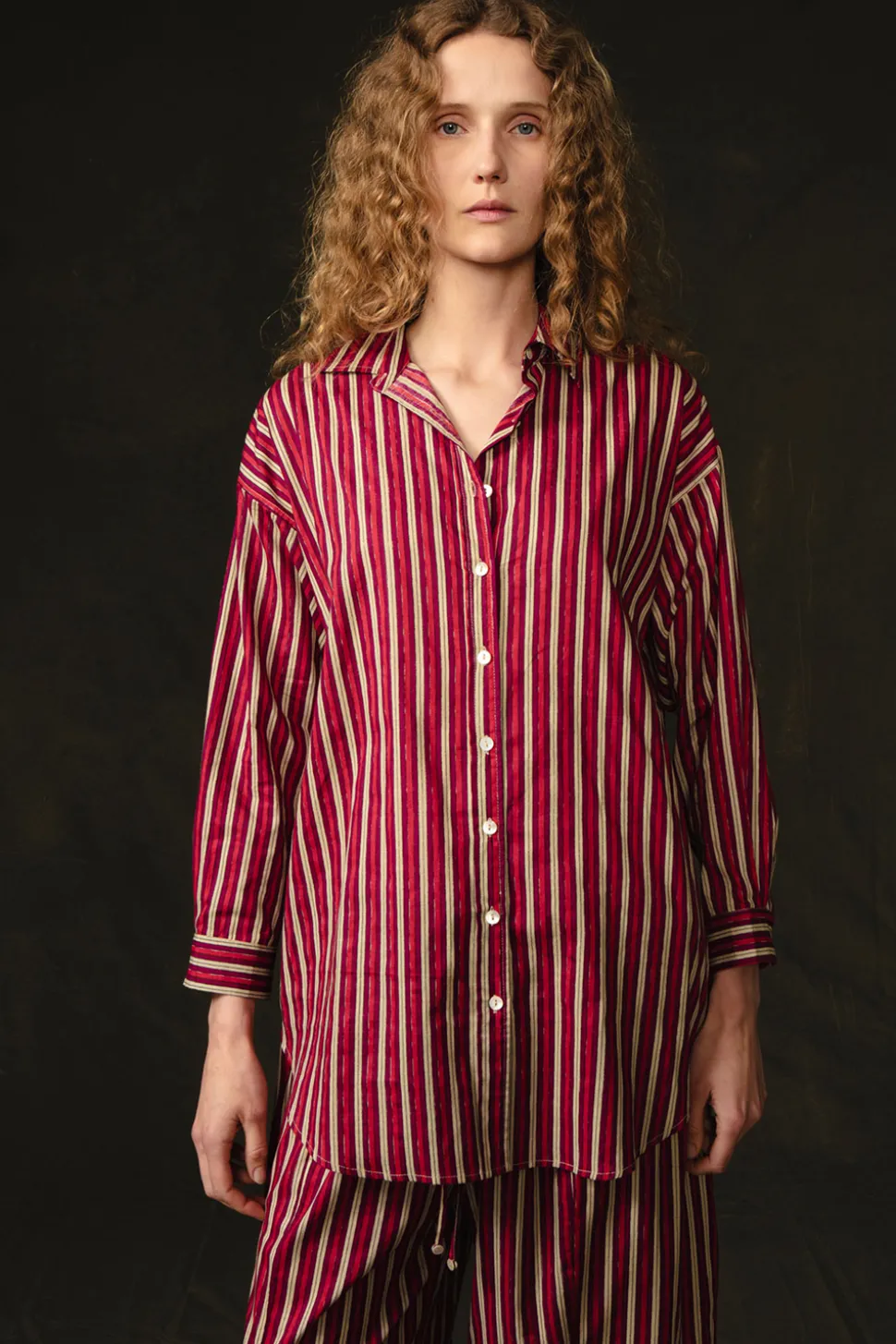 Pinstripe Printed Set Red