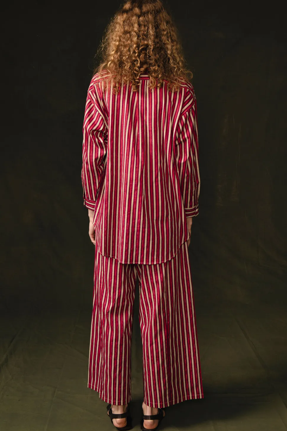 Pinstripe Printed Set Red