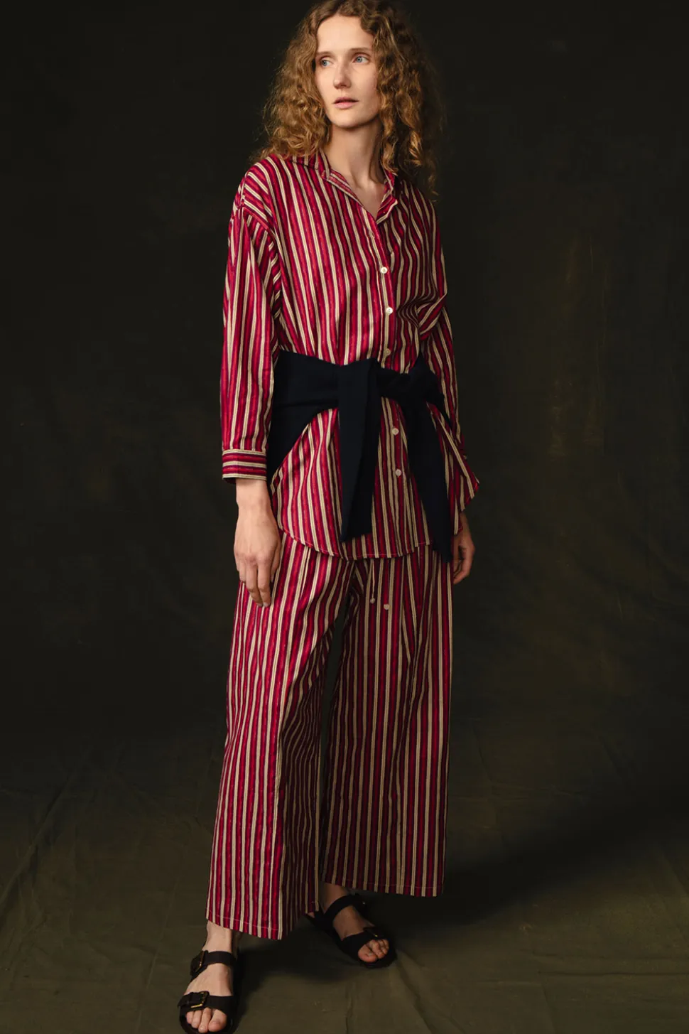 Pinstripe Printed Set Red