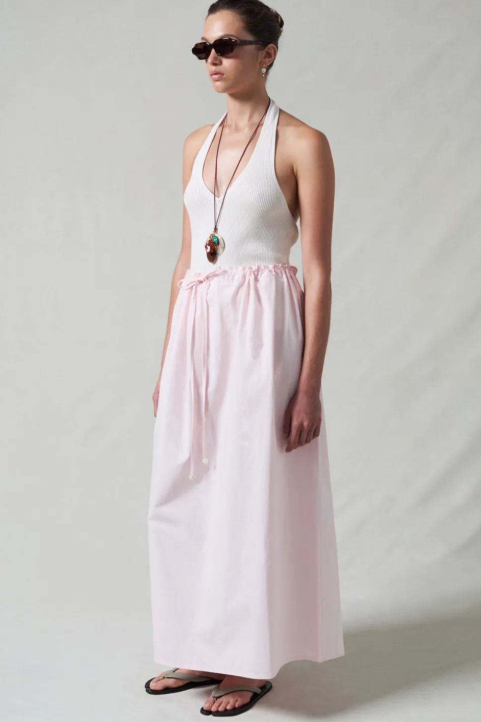 Poplin Column Skirt Rose Water