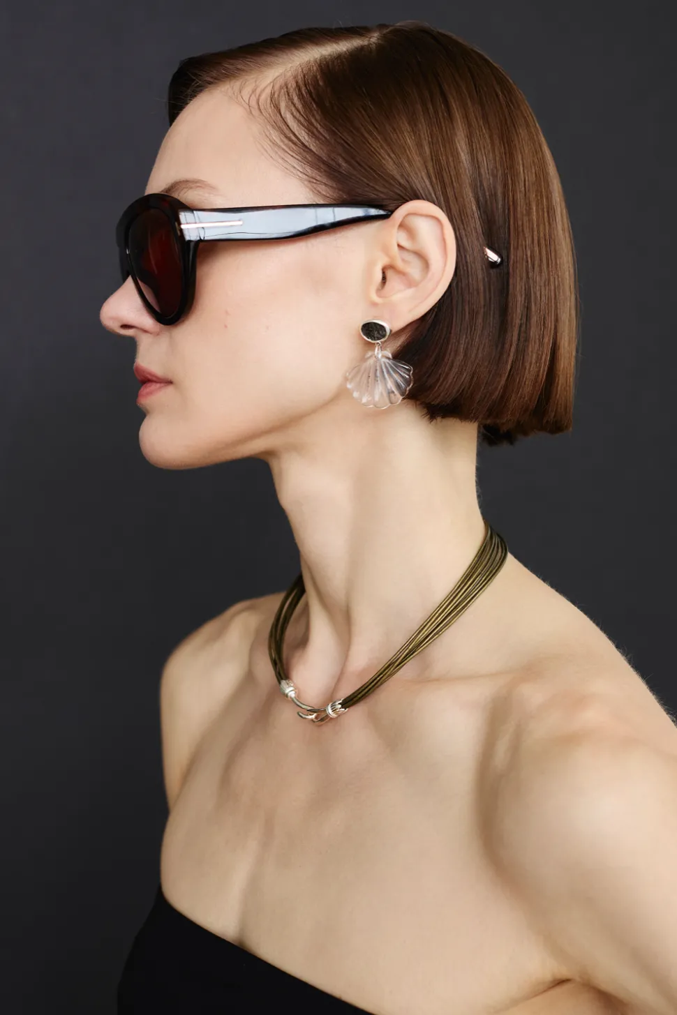 Scallop Earrings Clear Quartz