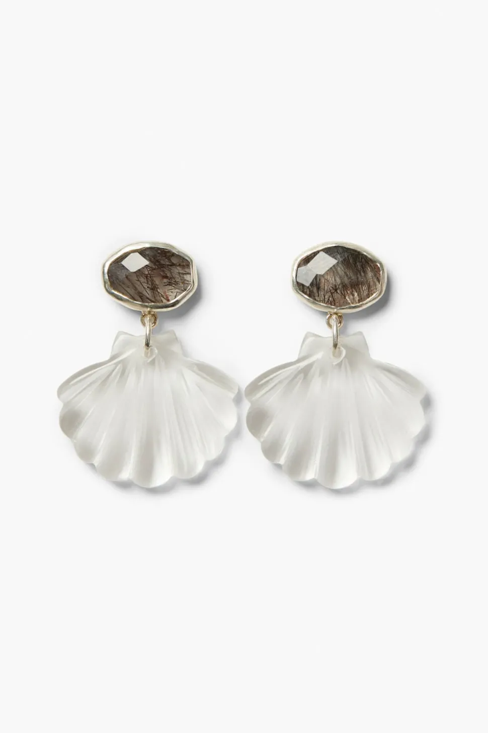 Scallop Earrings Clear Quartz
