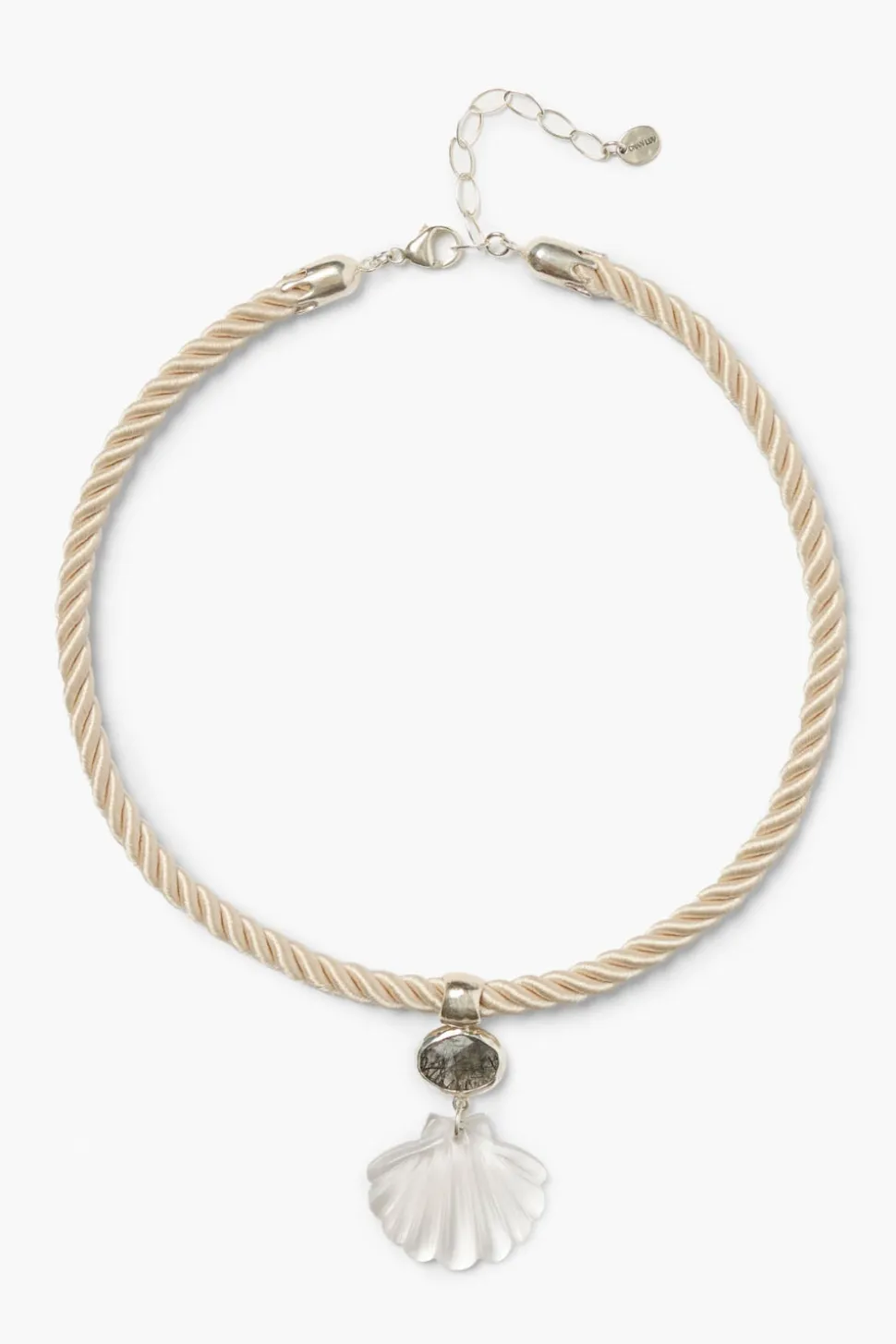 Scallop Twist Cord Necklace Clear Quartz