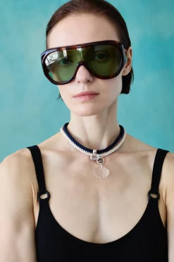 Scallop Twist Cord Necklace Clear Quartz