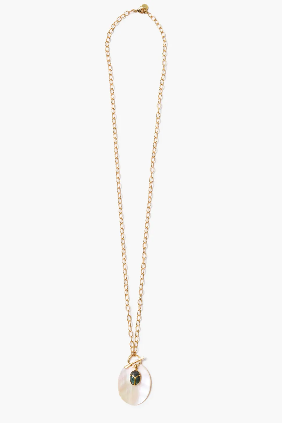 Scarab Toggle Necklace White MOP
