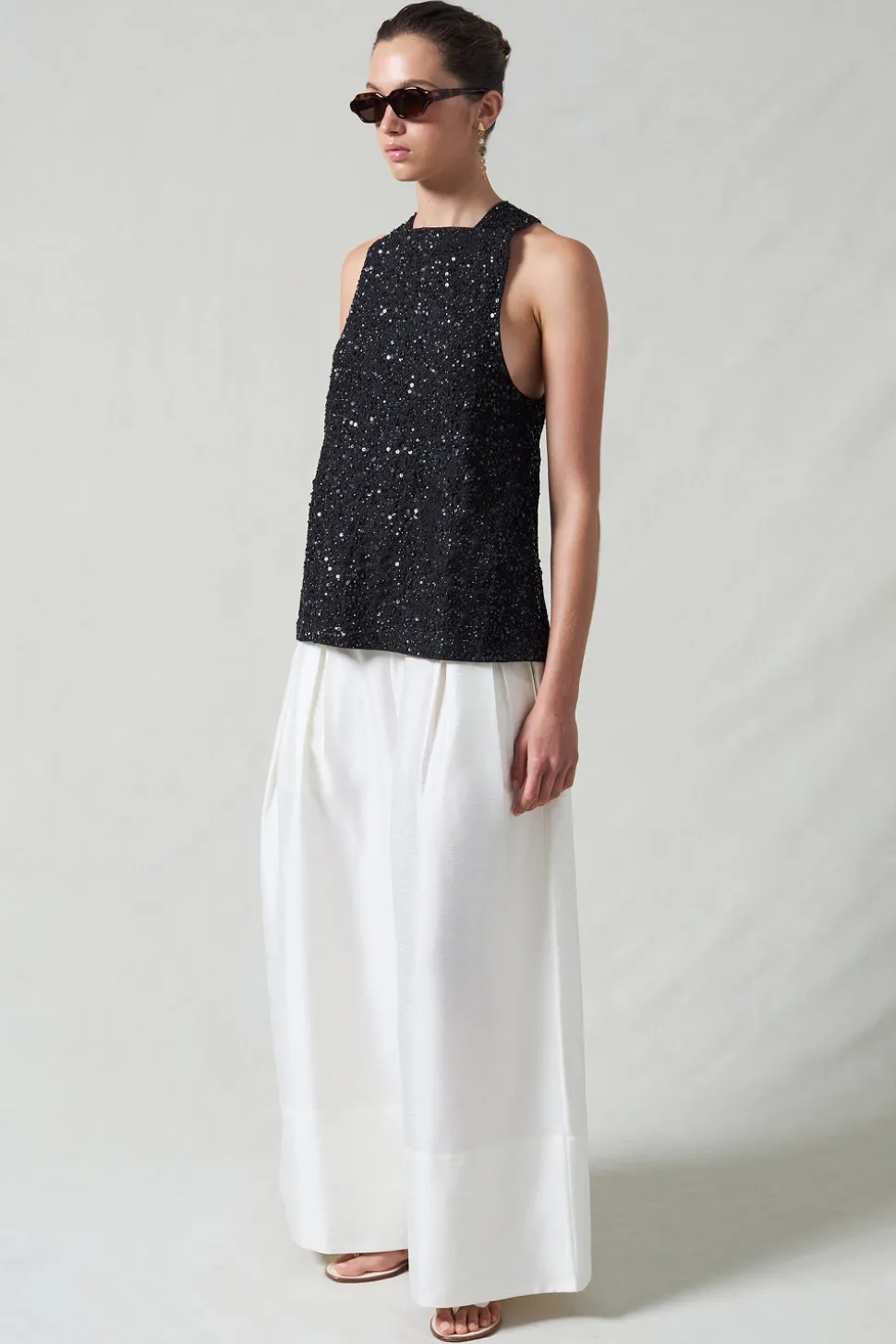 Sequin Apron Top Black